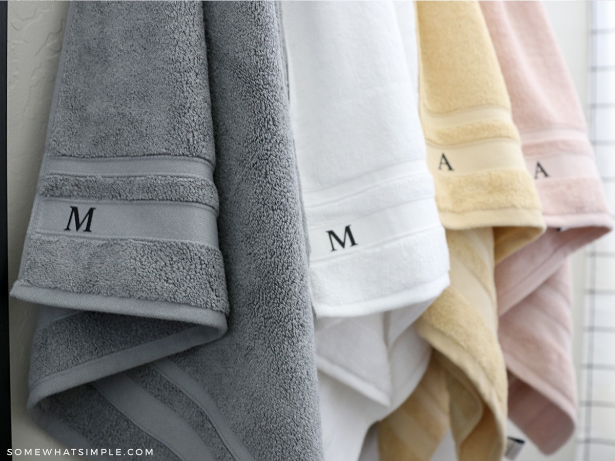 close up of monogrammed kids towels