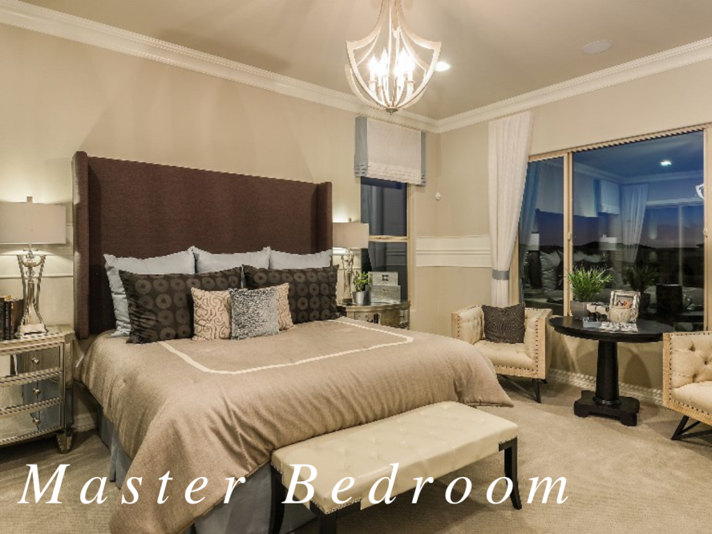 view of a master bedroom in a model home
