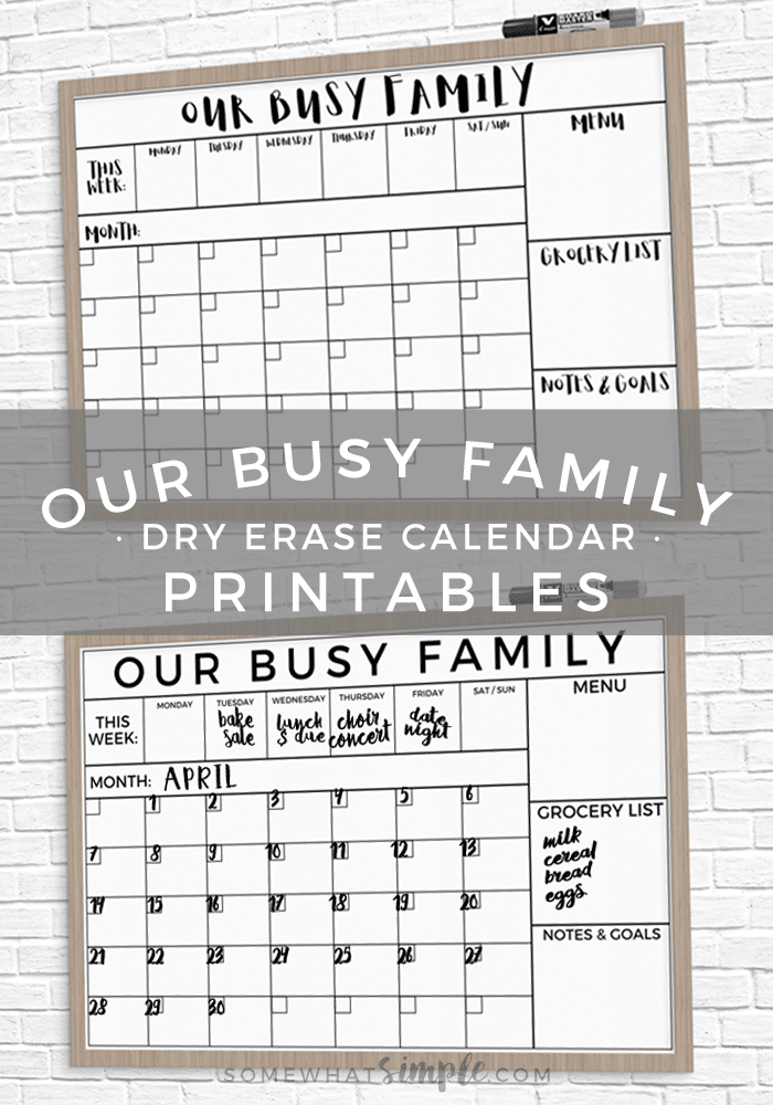 long image of two calendar options for busy families