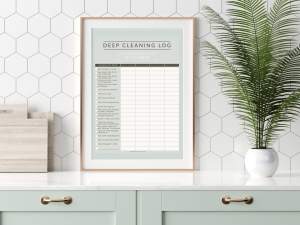 kitchen cleaning checklist on the counter