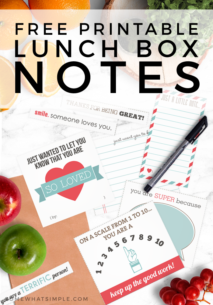 free printable lunch notes