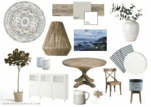 collage of simple dining room decor items