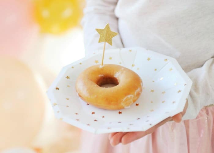 NHE Desserts - glazed donut with star toothpick