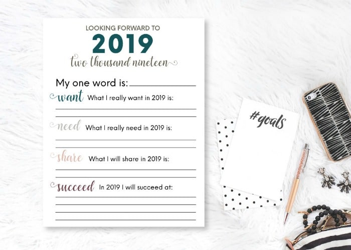 Year in Review Resolutions Printable