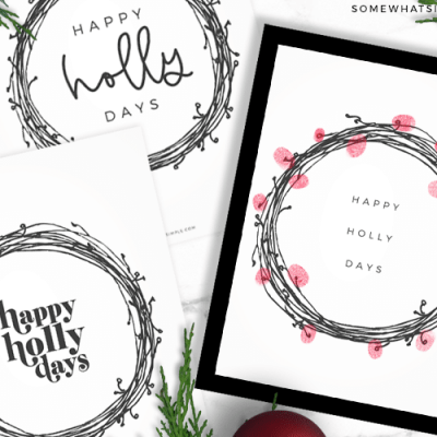 3 variations of holiday wreaths on white paper