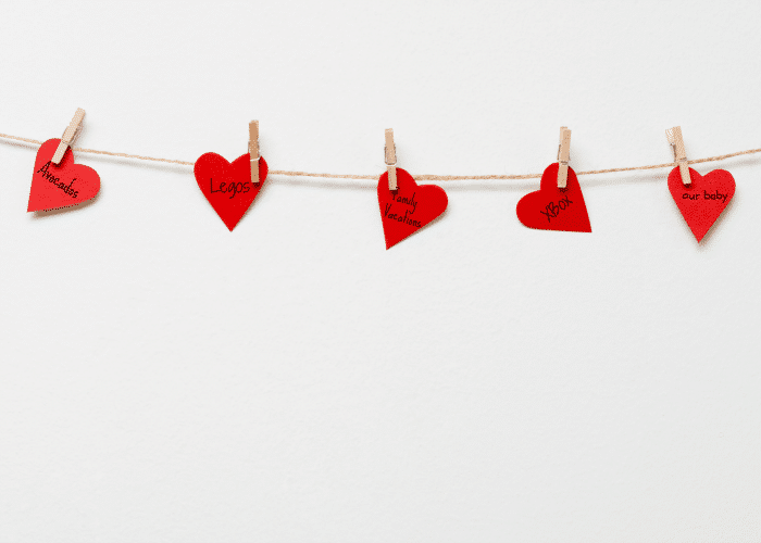 Valentine Garland made with paper hearts