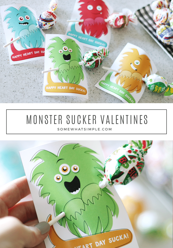 Free printable Valentine's Day Cards with a Monster holding a sucker. Perfect for boys!
