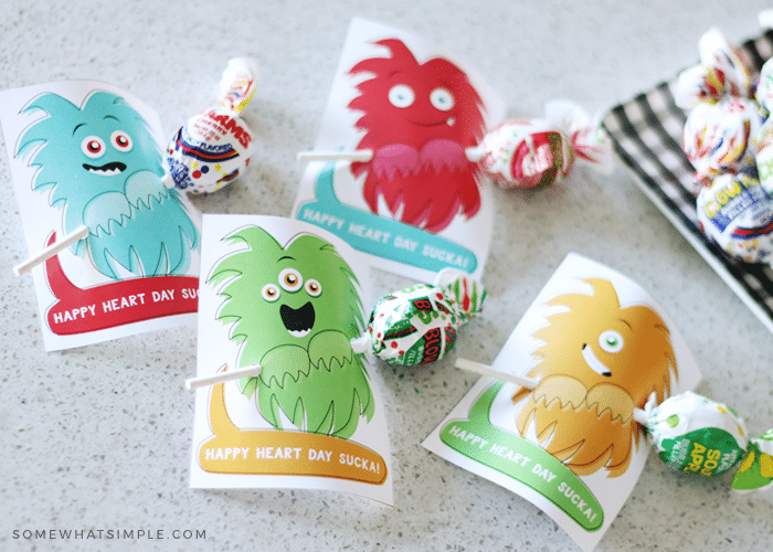 simple printable valentine cards you can make from home with monsters and suckers