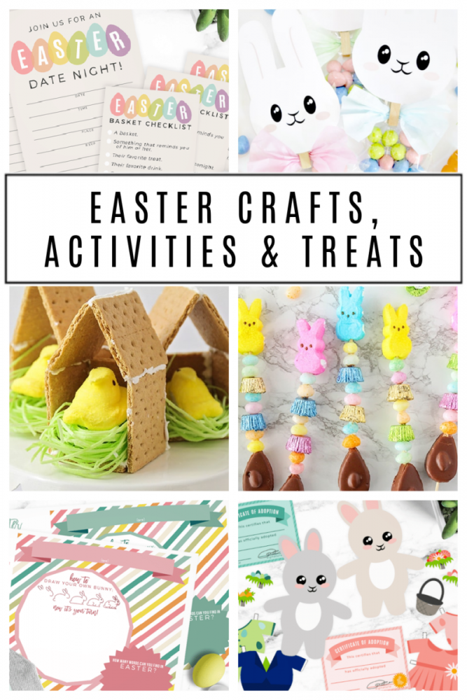 collage of easter crafts and activities