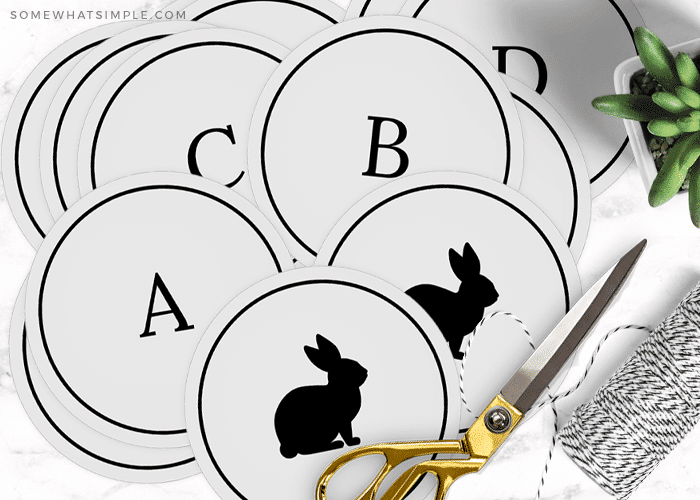 pieces of a printable easter bunny banner