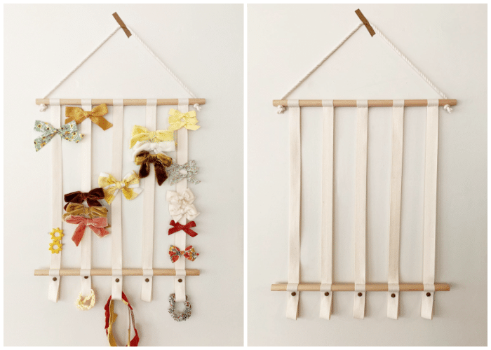 wooden dowel bow organizer