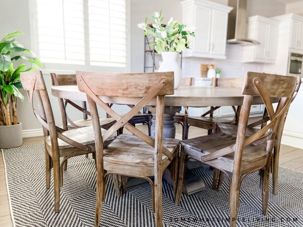 close up image of a round dining table