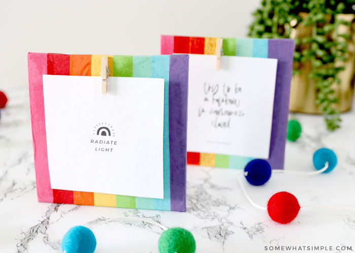 diy picture frame in rainbow colors