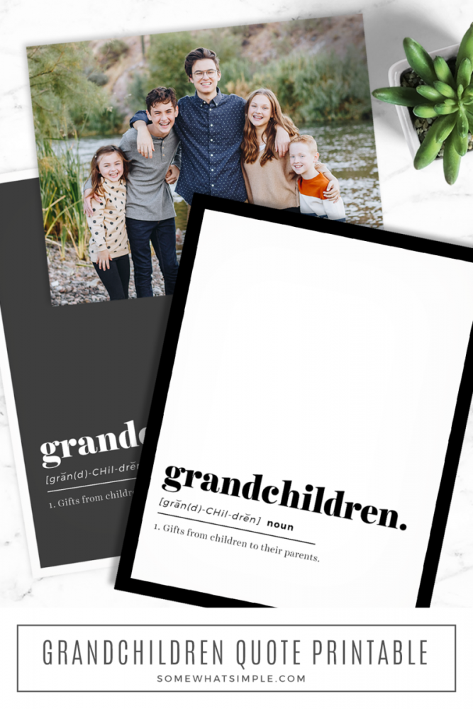 free printable "grandkids" quote in a frame with a picture of the grandkids