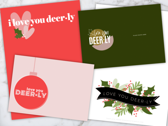 4 designs to make printable christmas cards for kids