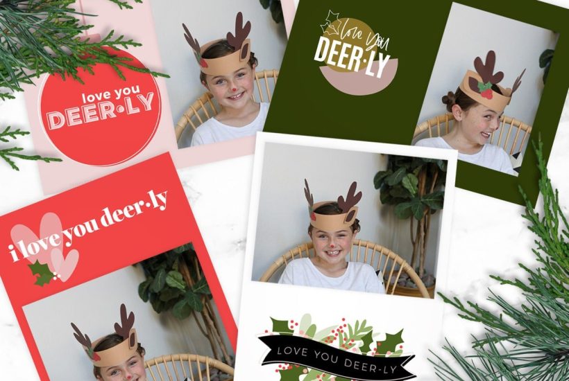 collage of printable christmas cards for kids on a white counter