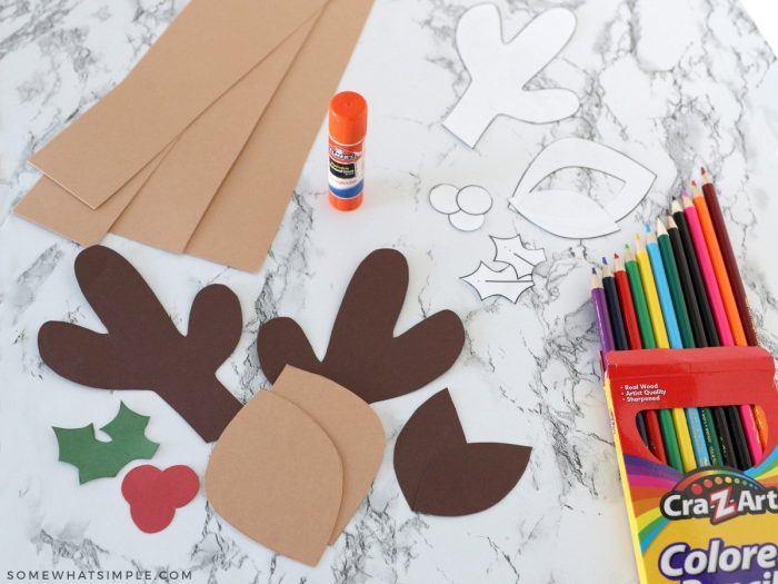construction paper cut out to make a reindeer