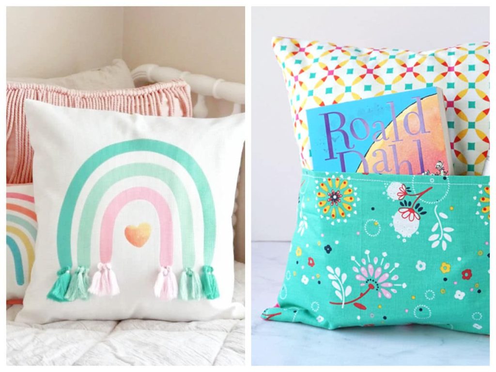 collage featuring pillows for kids