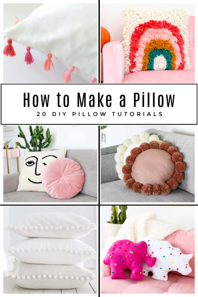 collage of 6 different pillow tutorials