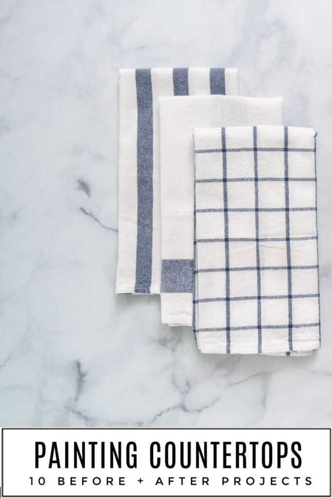 long image of a stack of kitchen towels on a marble counter