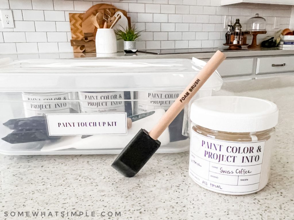 DIY Touch Up Paint Kit on a white counter