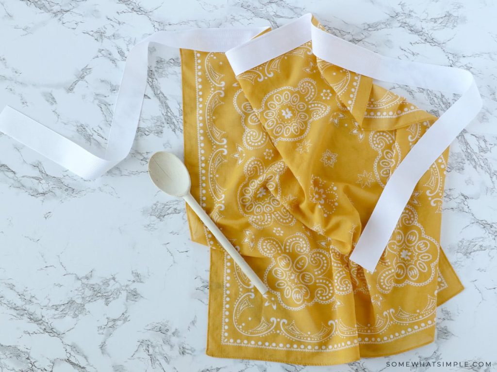 yellow bandana made into an apron