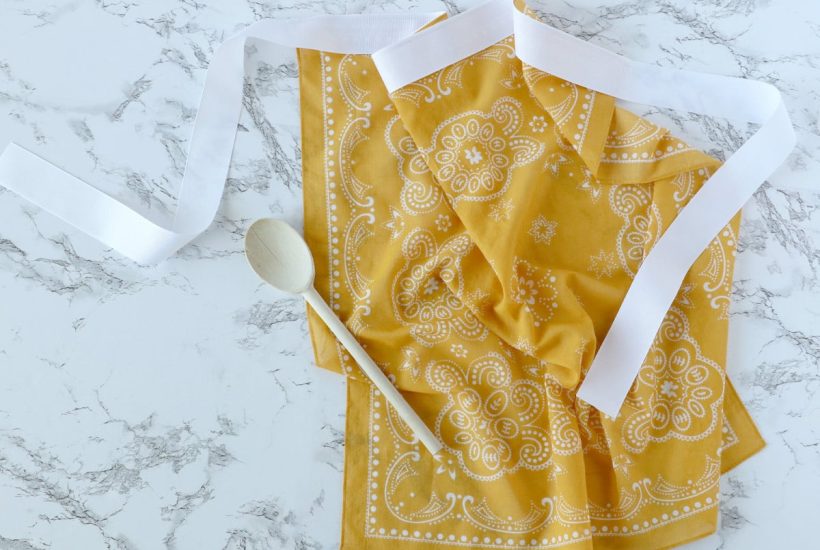 yellow bandana made into an apron