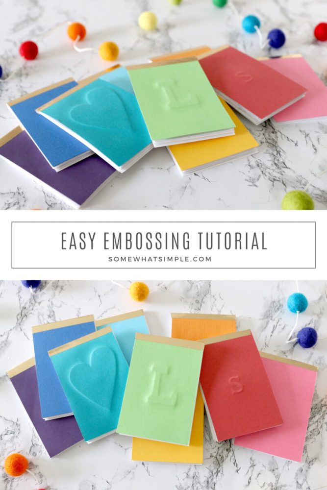collage of images showing how to emboss