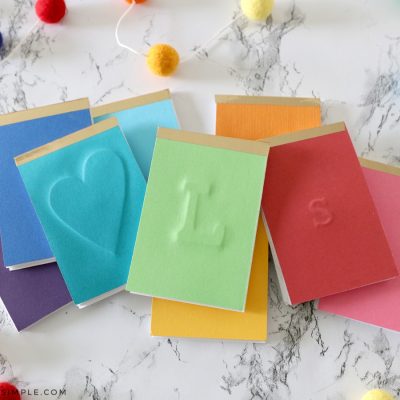 embossed notepads in rainbow colors