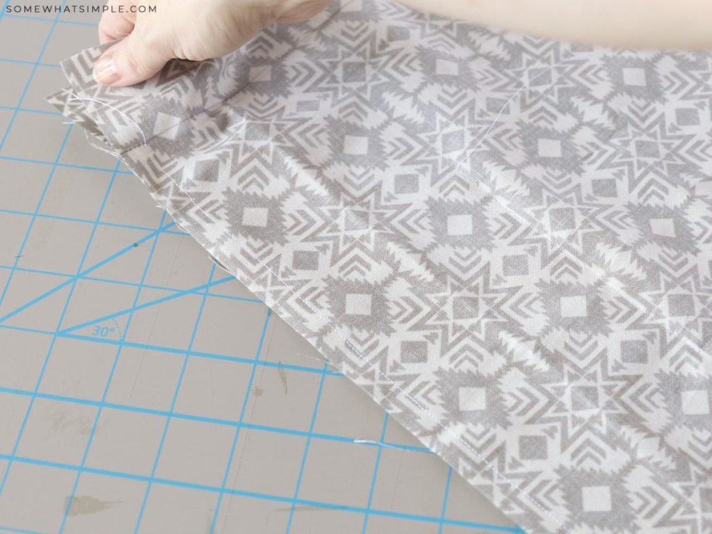 hemming fabric to make a bag
