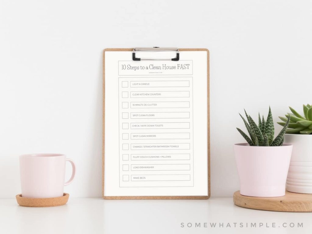 clipboard with house cleaning checklist