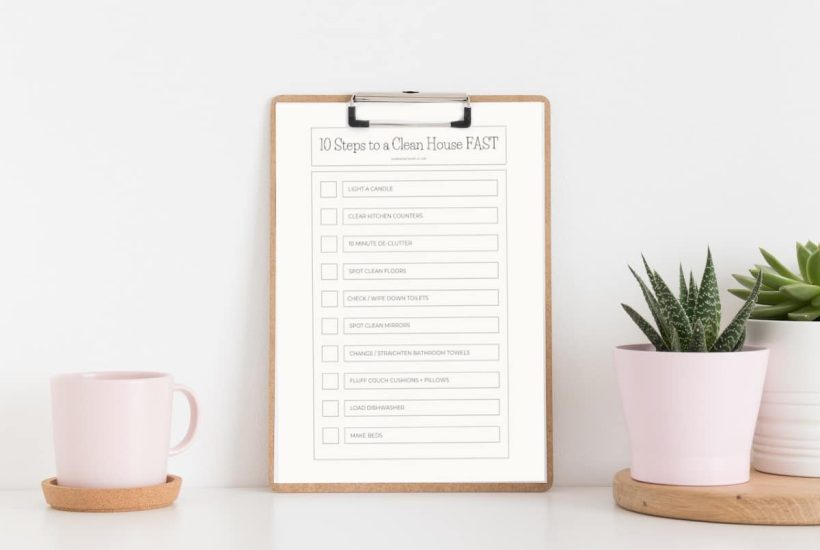 clipboard with house cleaning checklist