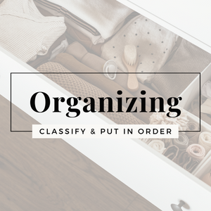 organizing title with an organized drawer in the background