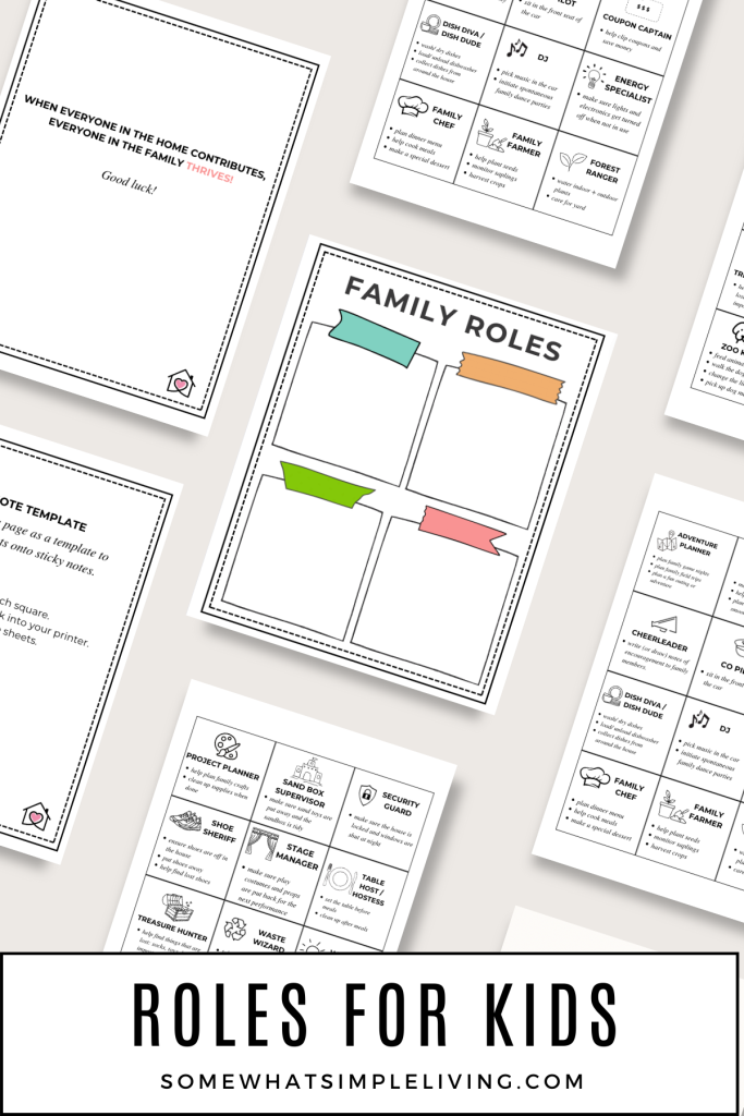 Roles for kids printables laid out 