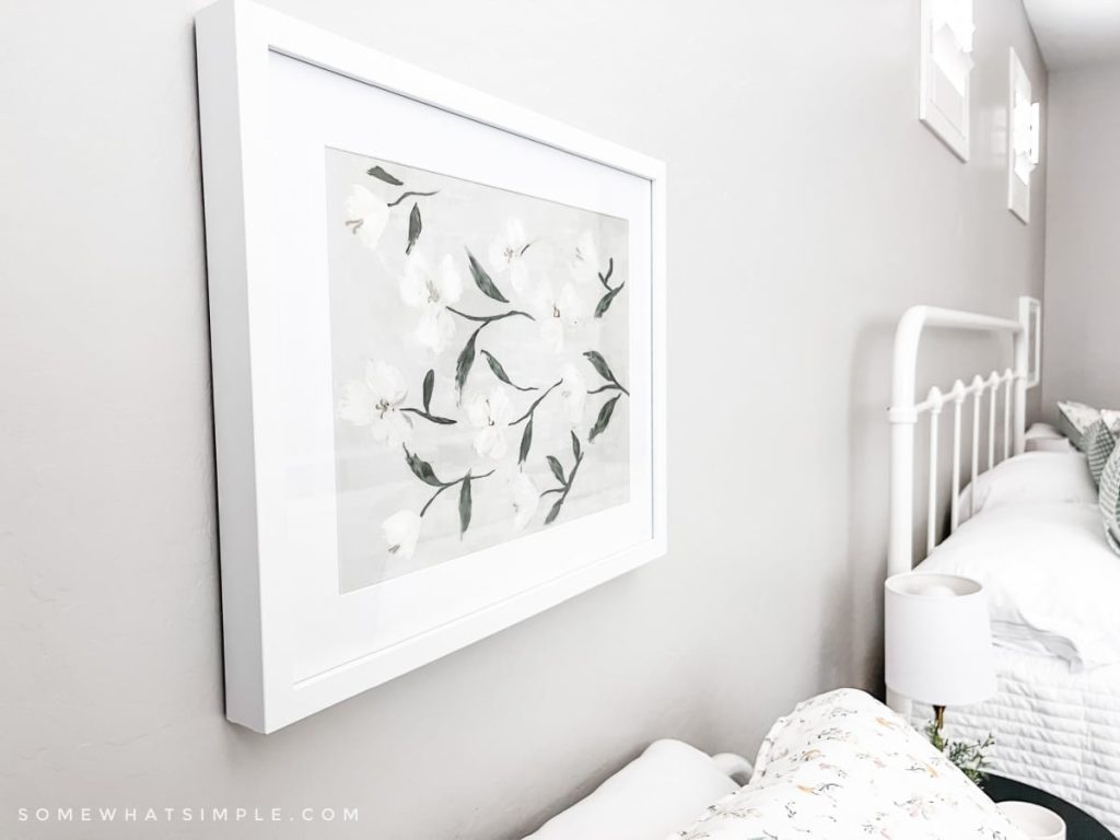wall art over a twin bed