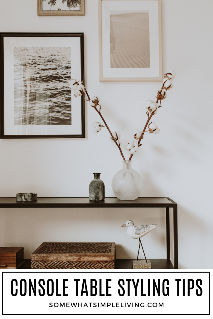 long image of a styled console table