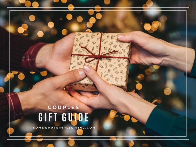 couple passing a present to each other