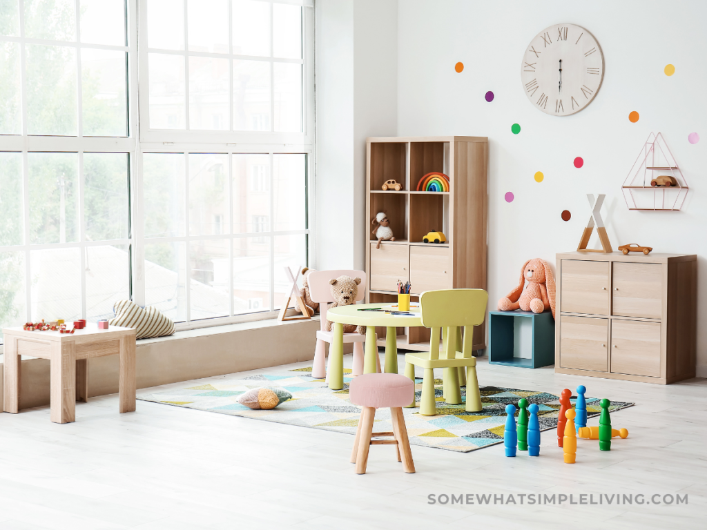 organized playroom with bright colors