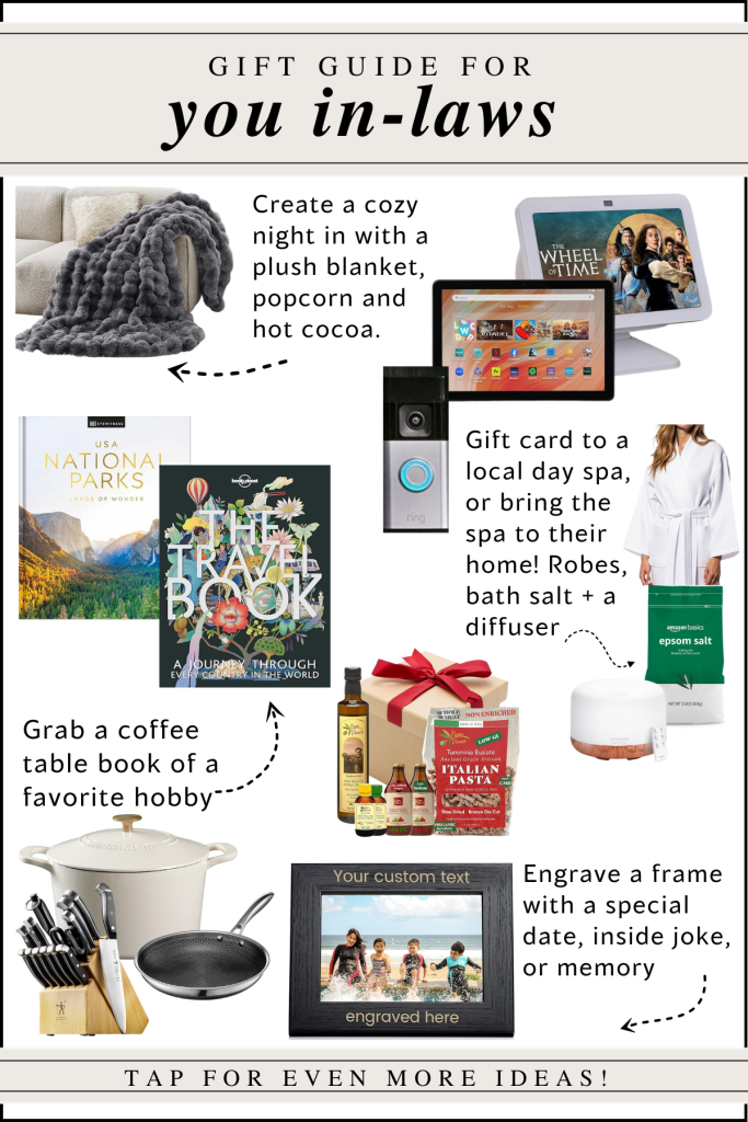 collage of gift ideas for your inlaws