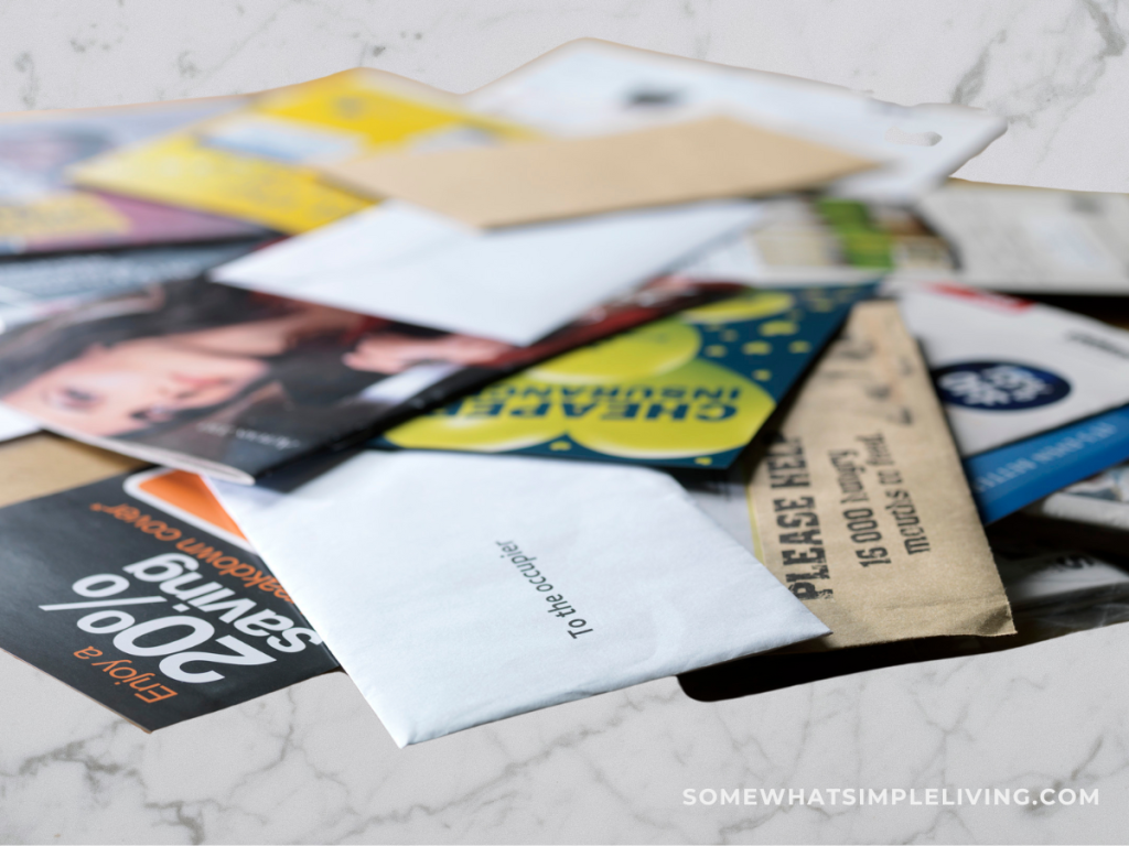 junk mail scattered on the coutner