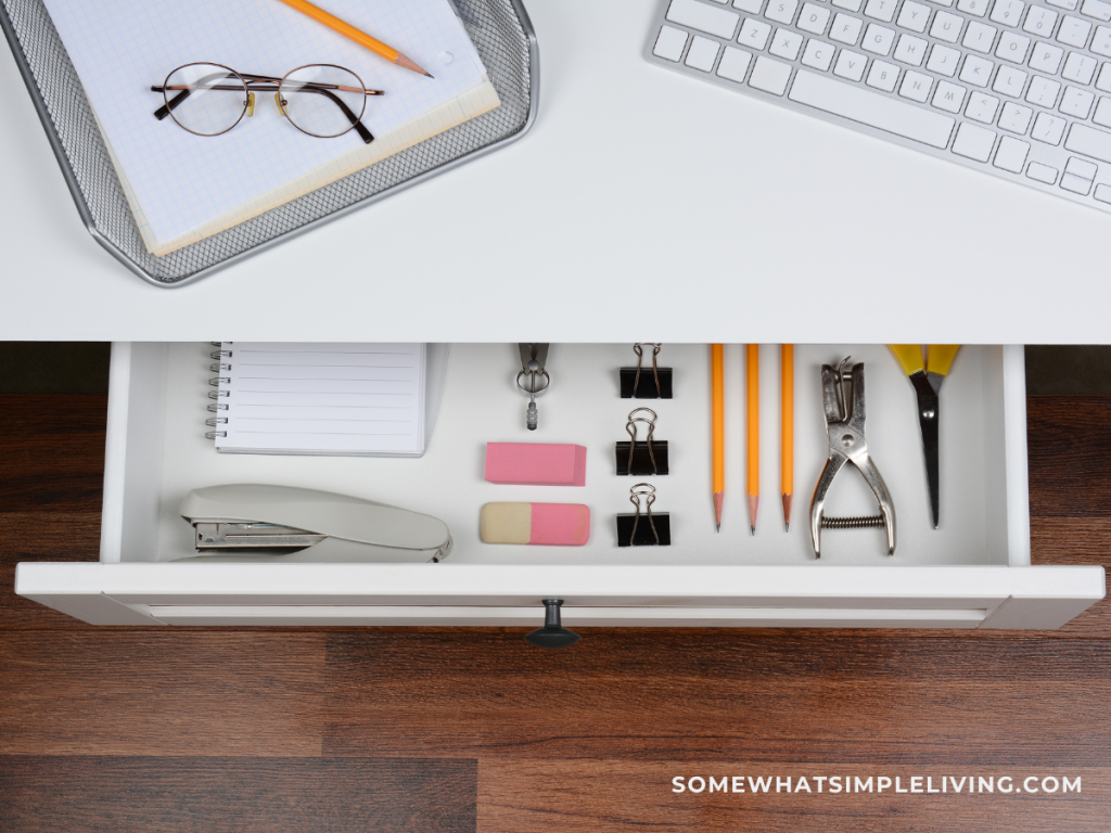 organized drawer in a desk