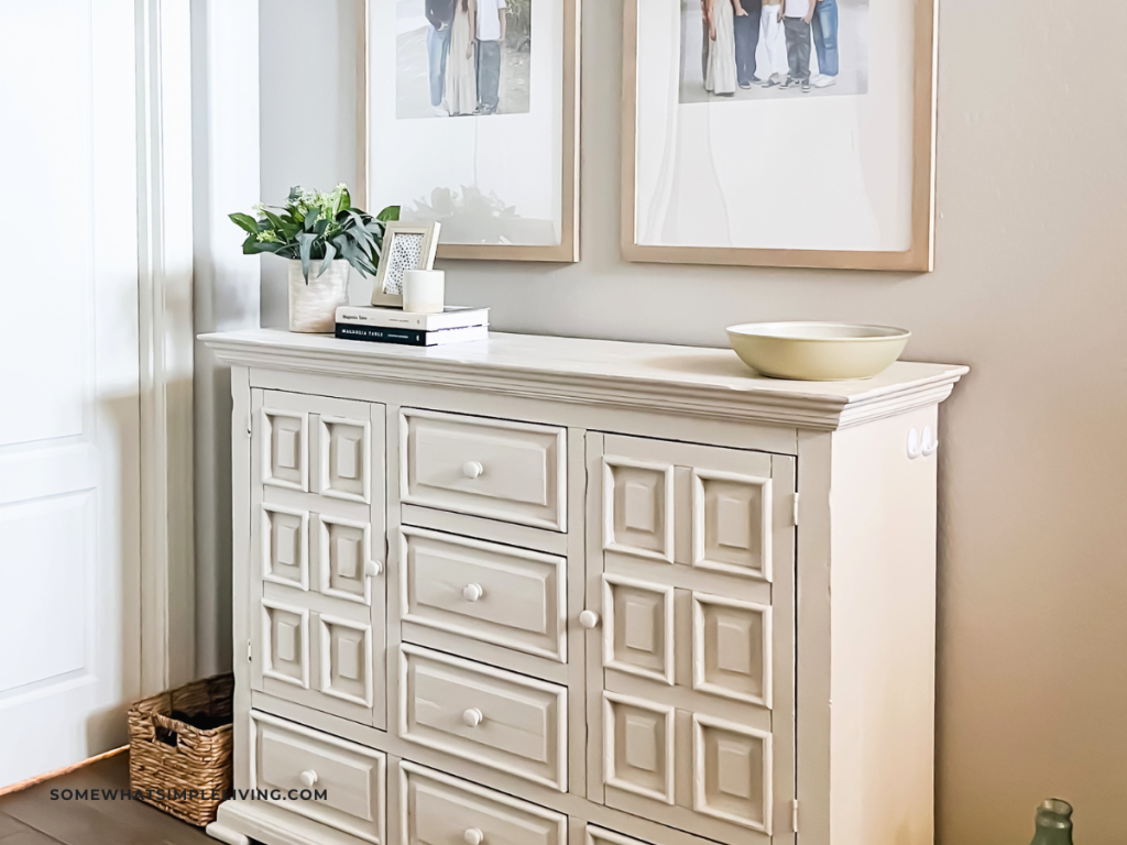 clean entry way with white cupboard