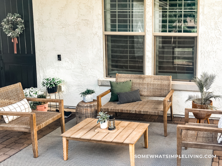 close up of a sitting area on a front porch