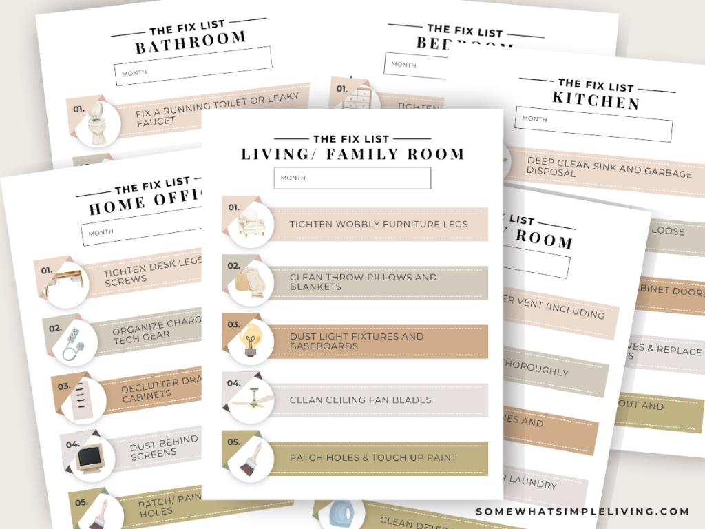 printable home maintenance checklists on the counter