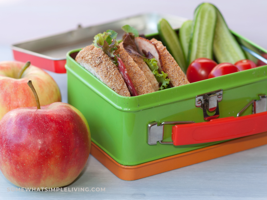 open lunch box with food inside