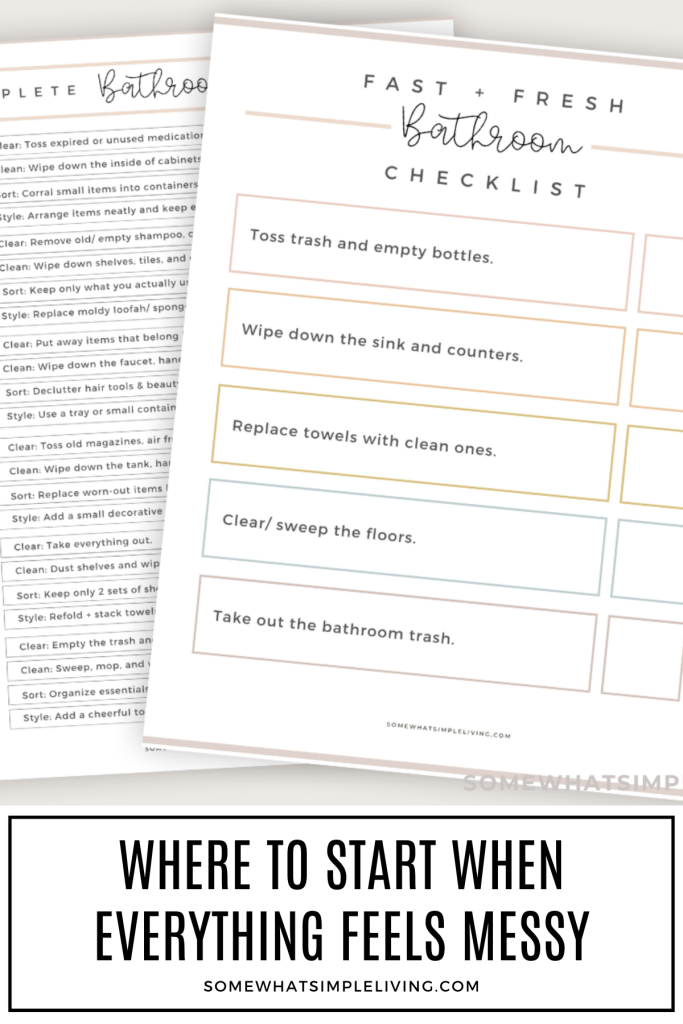 Long image of 2 printable bathroom checklists