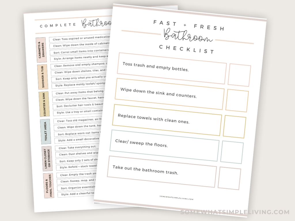 2 bathroom checklists printed