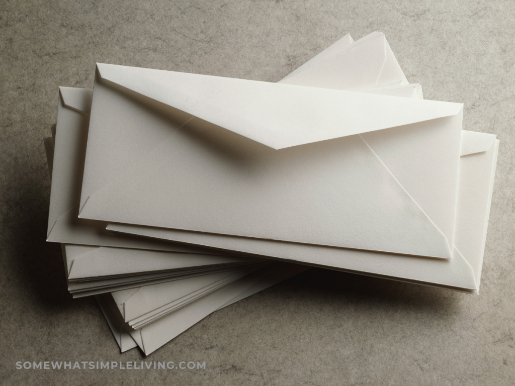 white envelopes on a gray counter