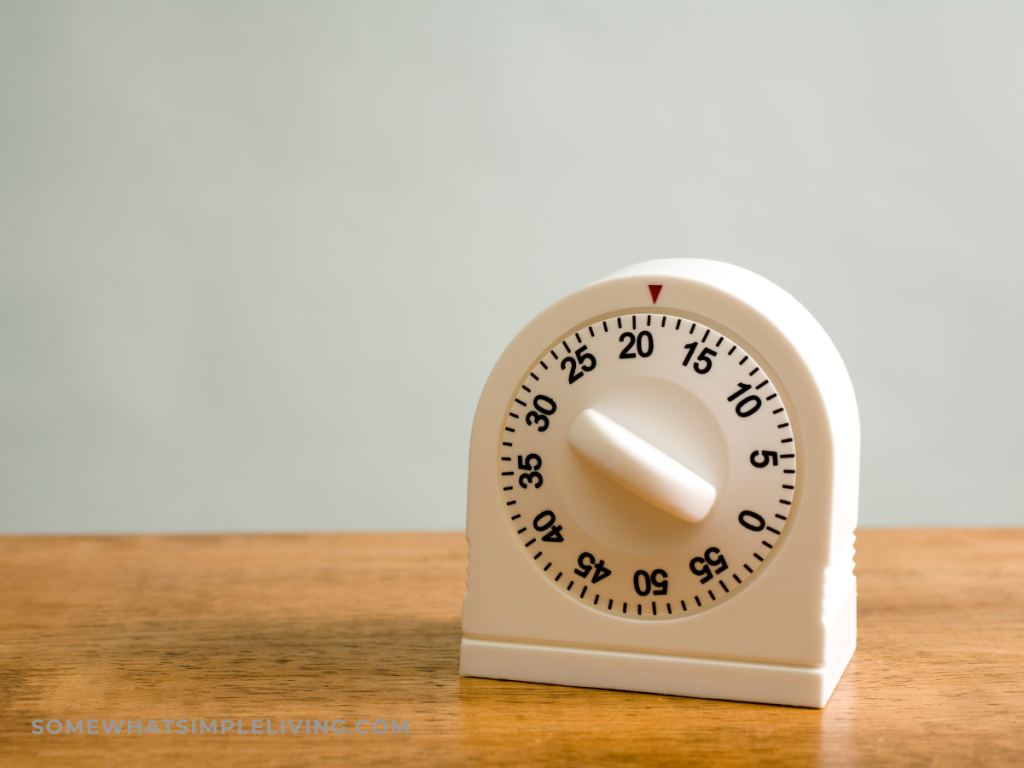 kitchen timer on a wood counter
