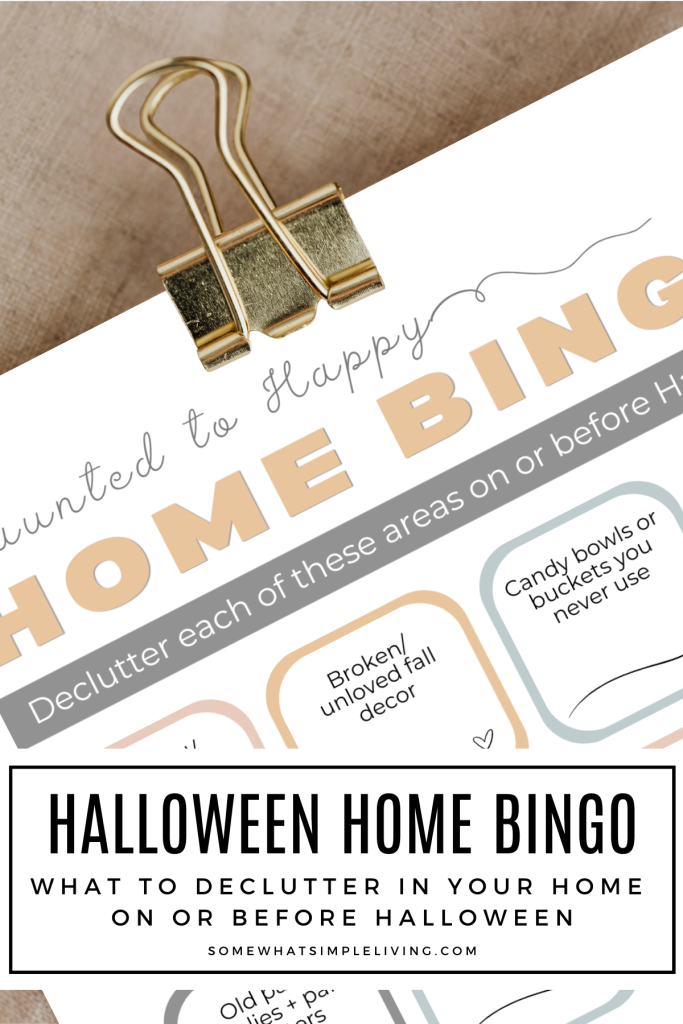 halloween bingo printable on a clipboard